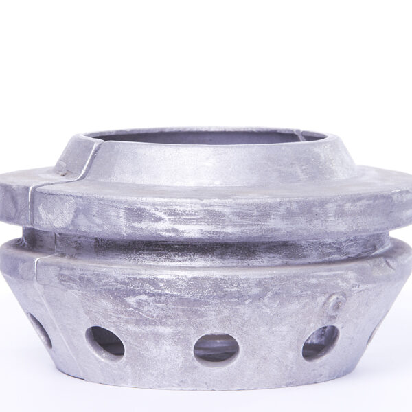 Sand cast split strainer for evacuating fluid from lakes, rivers and quarry sites.